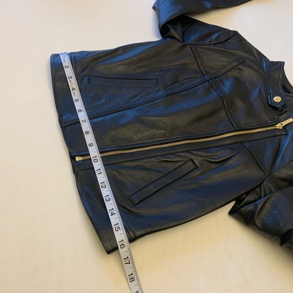 NWT Michael Kors black genuine leather moto jacket size XS - Picture 13 of 14